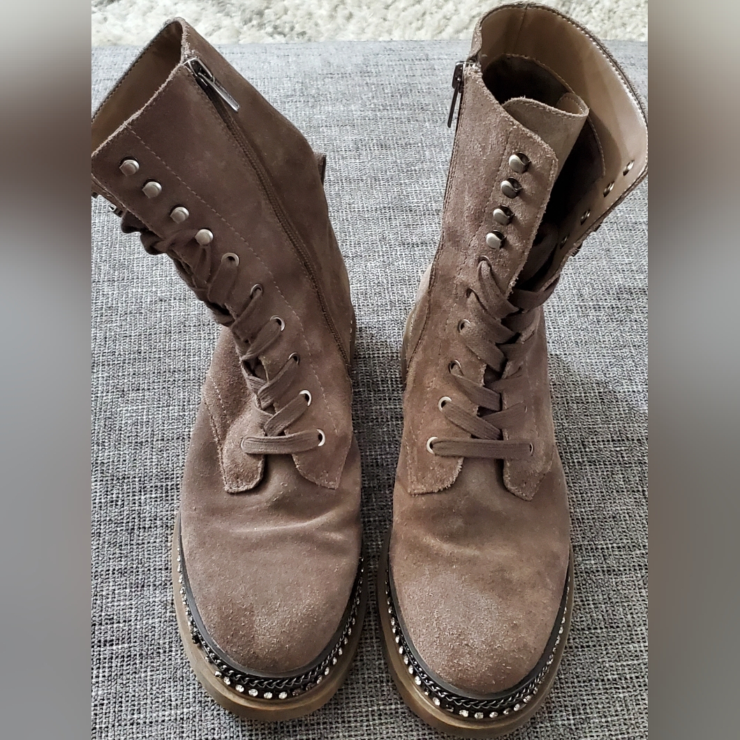Vince Camuto Women's Branda Embellished Suede Combat Boots Size 8.5